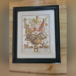 Framed Botanical Floral Print Wall Art in Black Frame December Reprint